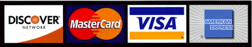 Discover, Mastercard, Visa, Amex credit card logos